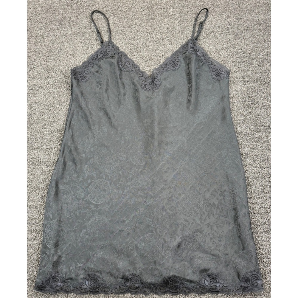 Vintage Victoria's Secret‎ Black Satin Lace Chemise Nightgown Womens L